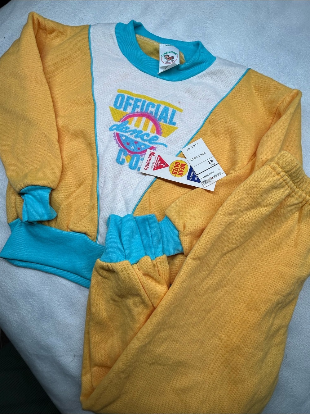Kids Yellow & Teal 'Official Dance Crew' Sweatshirt Set by Little Wonders